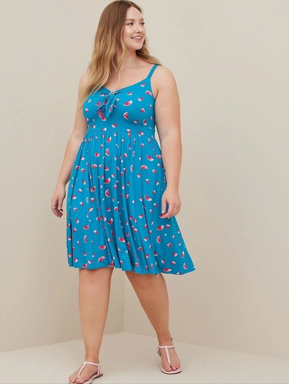 NWOT Torrid Watermelon Skater Dress Tie Front Tie Front  6X Blue